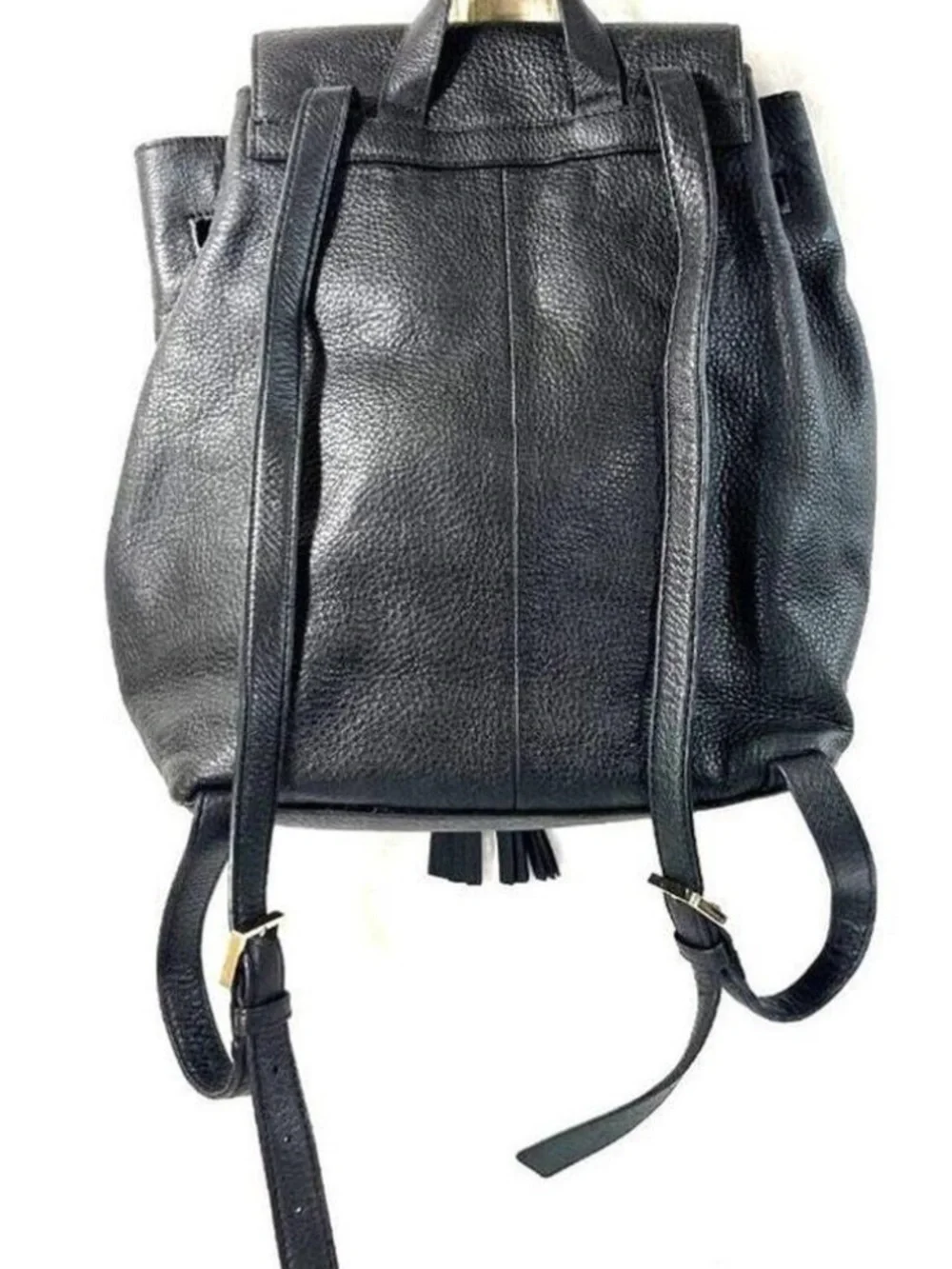 kate spade Black Pebbled Leather Drawstring Backpack Purse